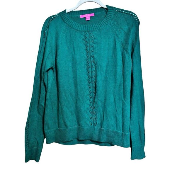 Lilly Pulitzer Sweater Womens Medium Green Crewneck Pullover Sweatshirt - Picture 1 of 9